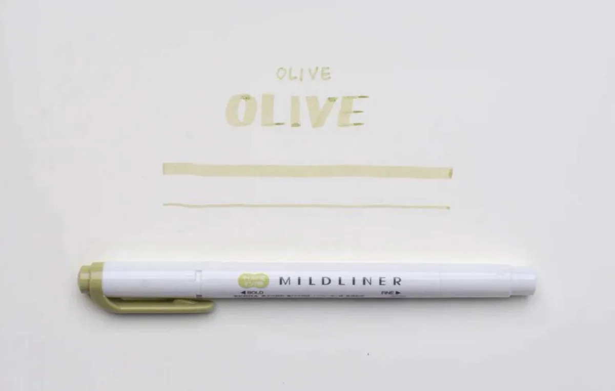 Mildliner Double-Sided Highlighter - Fine / Bold – WKT7-MOL de Zebra en Mild Olive – photo produit