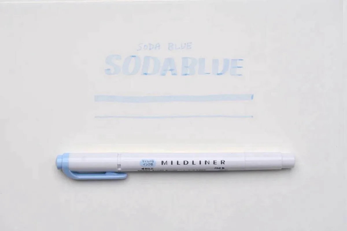 Mildliner Double-Sided Highlighter - Fine / Bold – WKT7-MSOB de Zebra en Mild Soda Blue – photo produit