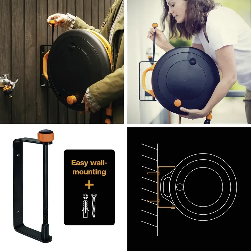 Fiskars 1071660 Comfort Waterwheel Schlauchtrommel 9 mm 15 m 3/8 Zoll 1 St. Schwarz, Orange von Fiskars – Produktfoto 2 von 3
