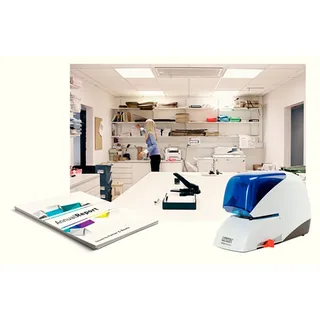 Elektro-Heftgerät Supreme 5050e, weiß/blau von Rapid – Produktfoto 4 von 5