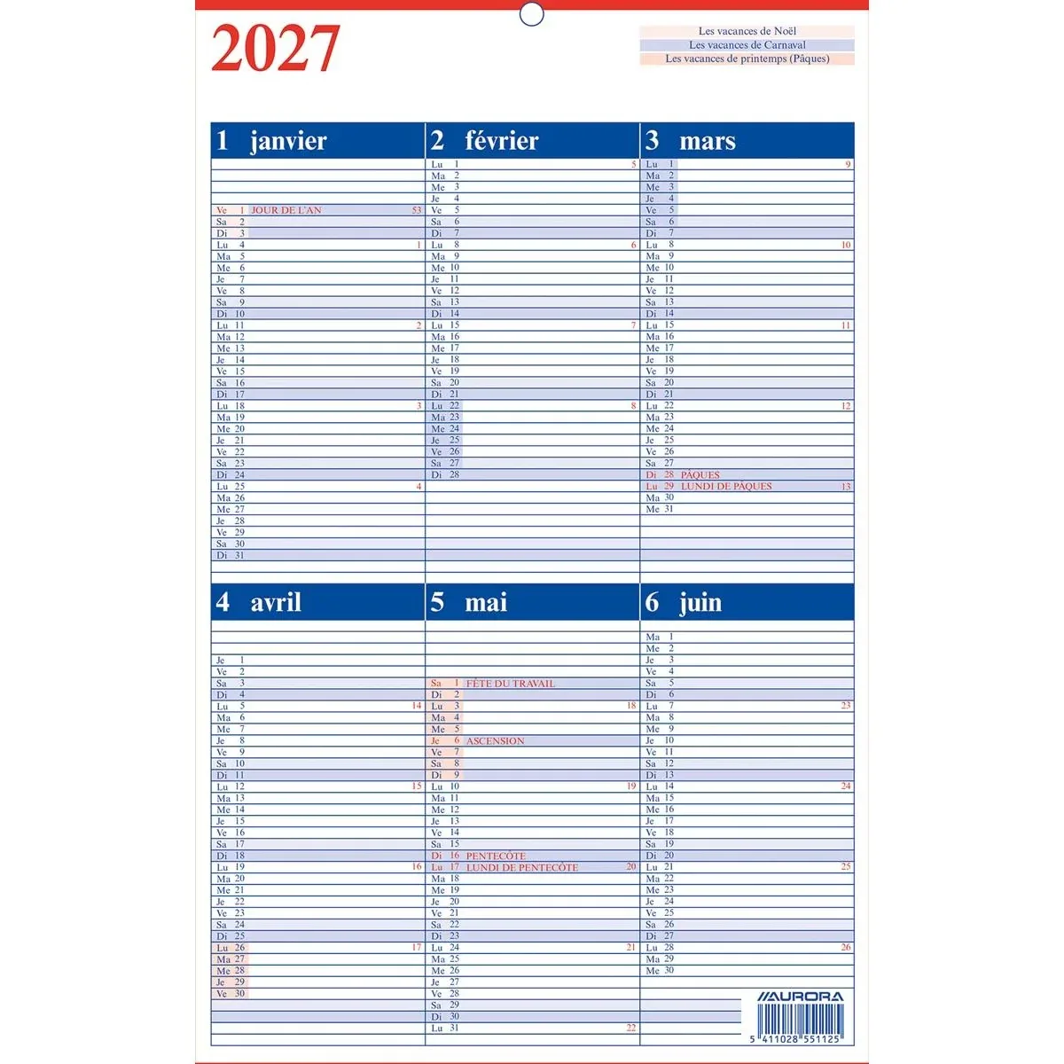 Memento 10 Franstalig 2027 fra Aurora – produktbillede